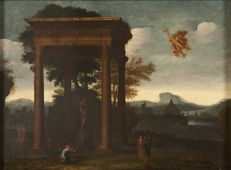 Landscape with Open Portico and Flying Mercury