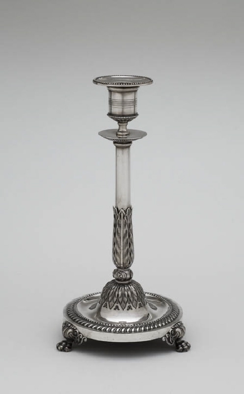 Candlestick with column decorated with bay leaves