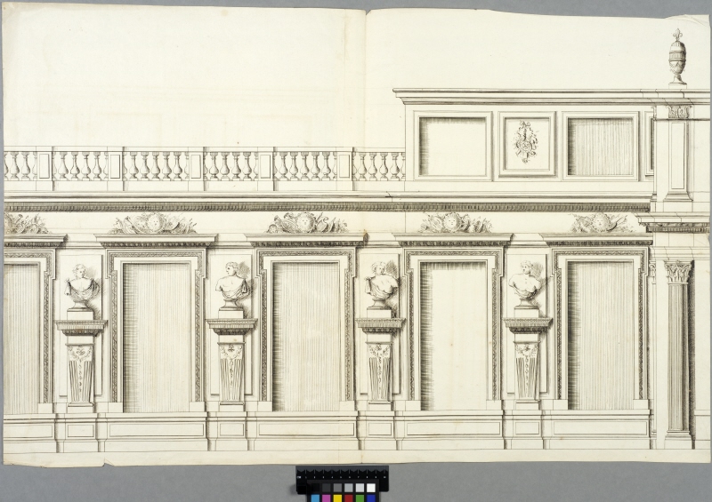 The Tuileries, Paris. Elevation of part of the garden facade flanking the central pavilion