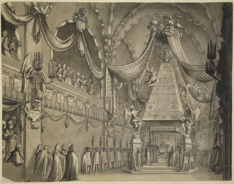 Decoration of Riddarholm Church for the funeral of Queen Ulrika Eleonora in 1693