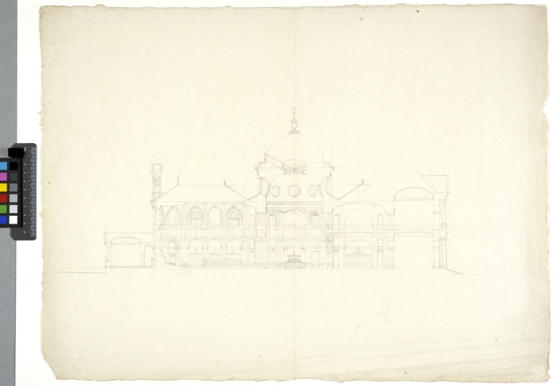 Proposal for the Church of Hôtel des Invalides, Paris. Longitudinal section