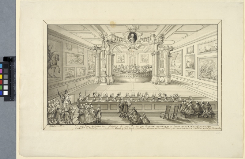 Celebration of the Birthdays of the Grand Prince of Russia and the Duke of Schleswig-Holstein. Interior view from the great hall at the Eutin Castle