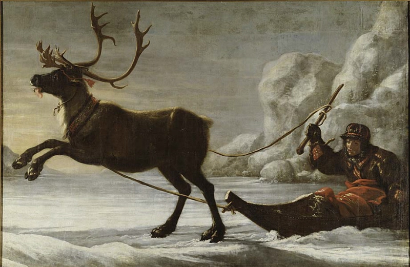 Reindeer with a sledge