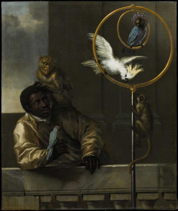 Young Man with Parrots and Monkeys