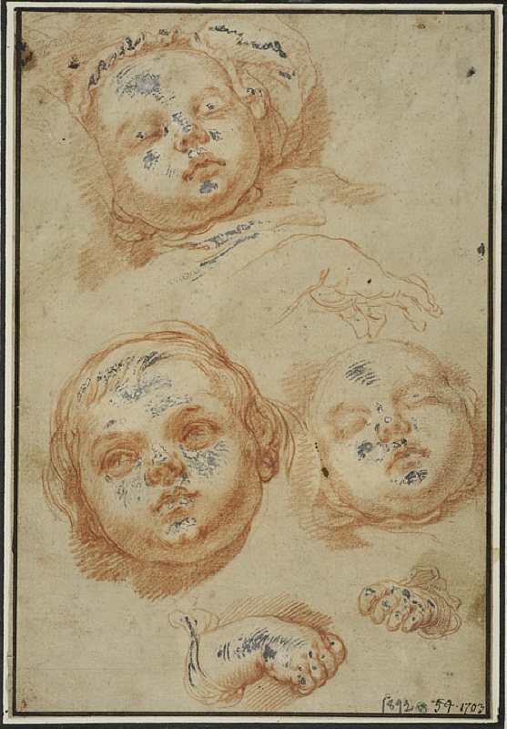 Studies of the Head and Hands of an Infant Child