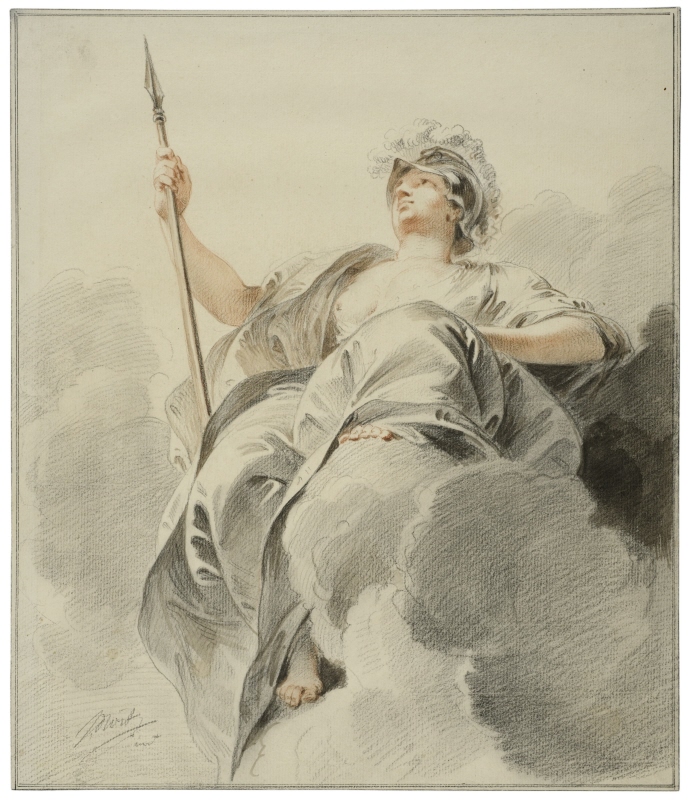 Minerva sittande på ett moln