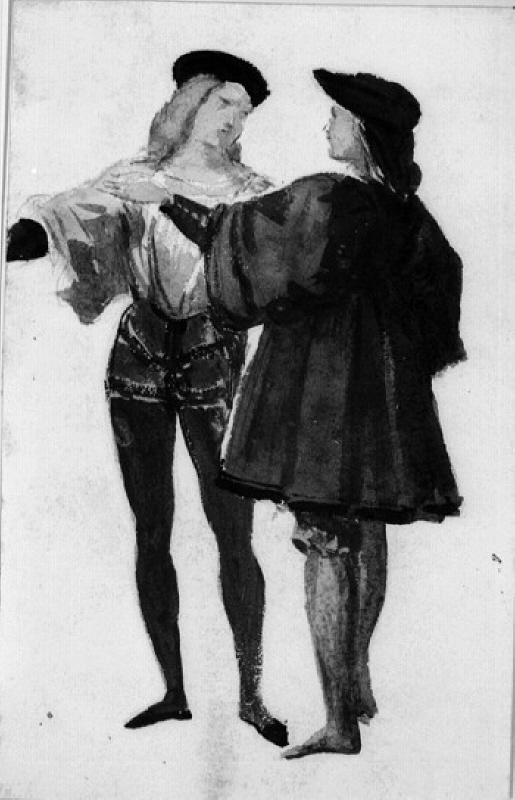 Figurskiss ur "Kejsar Fredrik III kröner Aeneas Sylvius med diktarlagern. Målning i Librerian i Siena