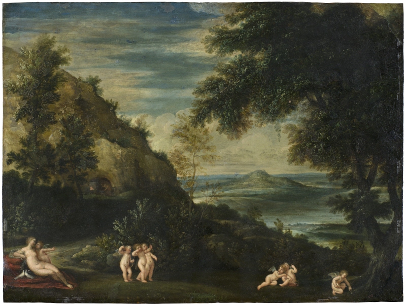 Venus och amoriner i ett landskap