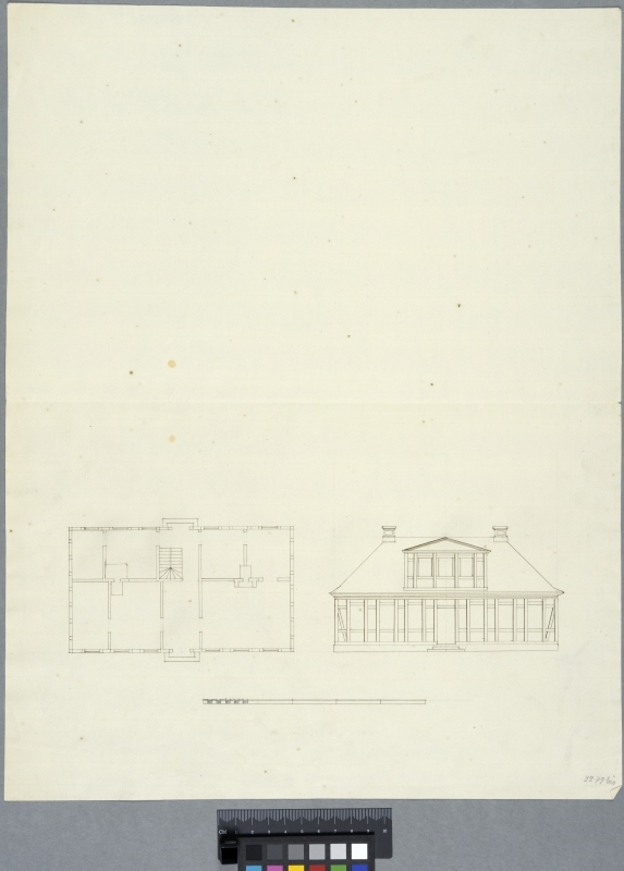 Single-storey Timber Frame House. Plan and elevation