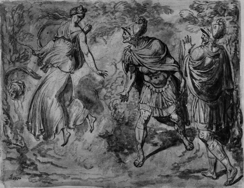 Aeneas och Achates möter Diana