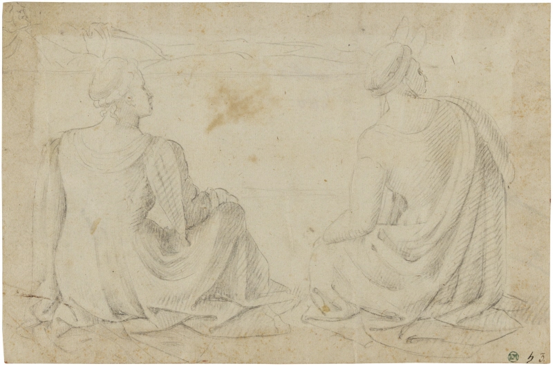Study of two seated girls, seen from behind