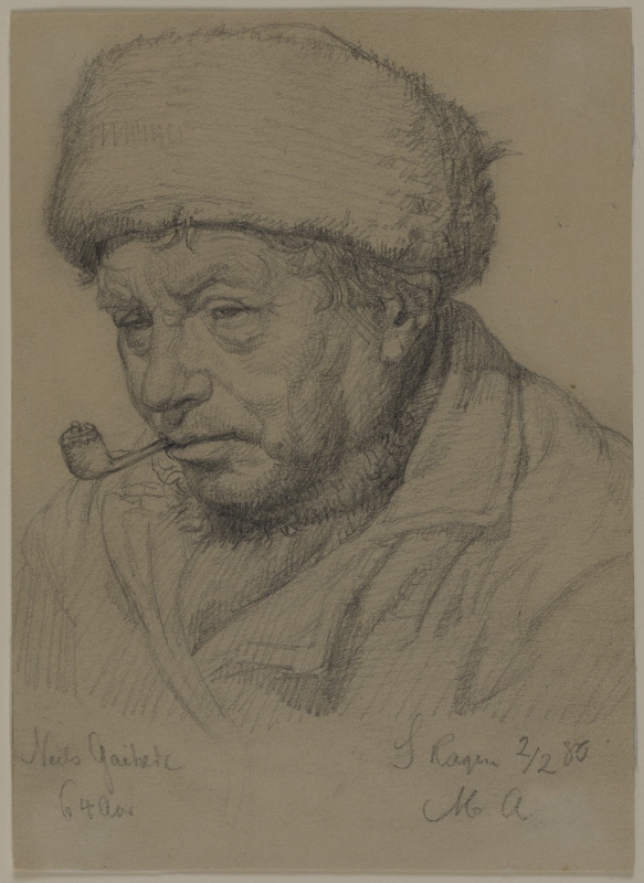 Porträttstudie av Niels Gaihede (1816-1890)