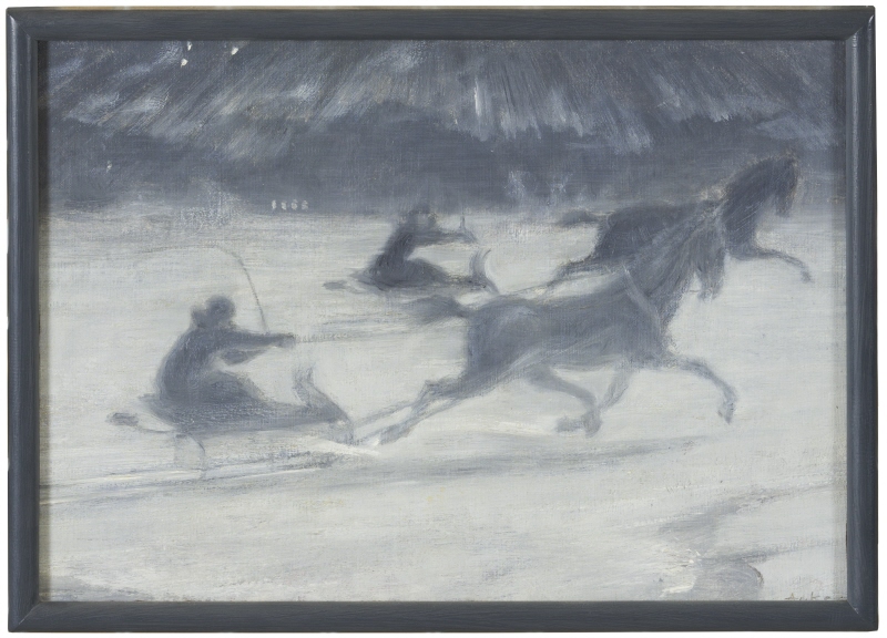 Sleighing on the Ice. Illustration for a Short Story by Per Hallström