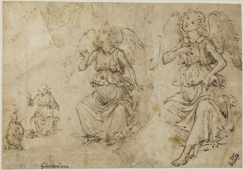 Studies of Christ Blessing the Virgin, and Two Angels