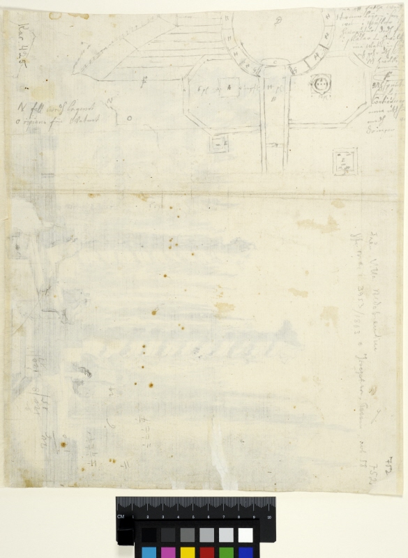 Study of the Upper Part of the Cascades in the Gardens of the Villa Aldobrandini, Frascati. Fragment of plan