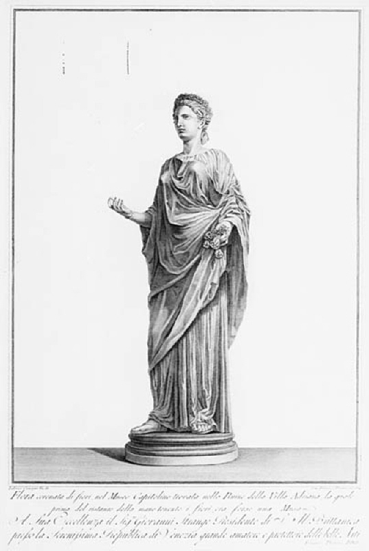Flora, staty från villa Adriana. Ett av 52 blad i 2 volymer. Ur Antika statyer