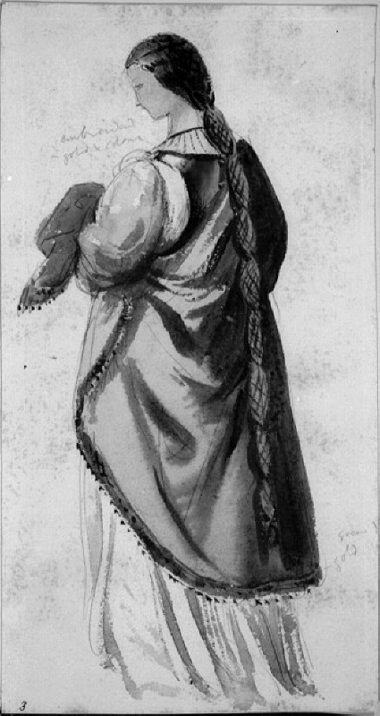 Figurskiss ur "Kejsar Fredriks möte med Eleonora av Portugal". Målning i Librerian i Siena