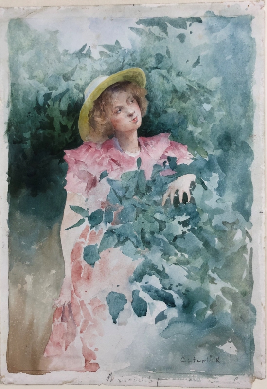 Ung kvinna i et buskage