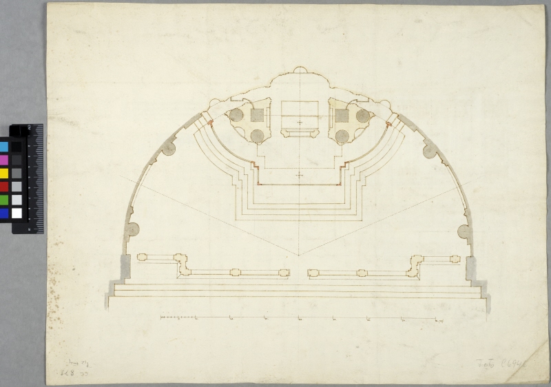 Projekt till Jesuitkyrkan i Frascati. Plan av absiden med altaret
