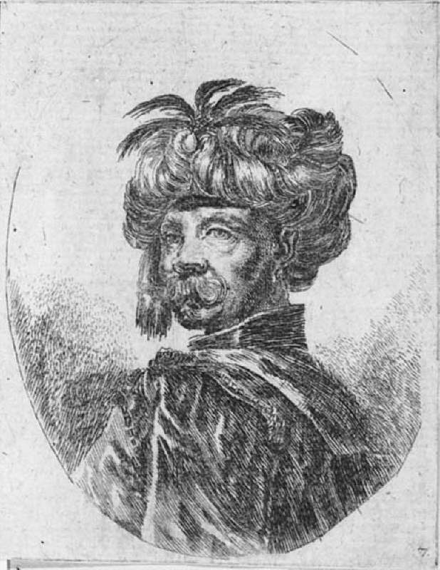 Porträtt av en turk med mustacher. Blad 7 ur Plusieurs testes coiffée à la persienne" (? *)