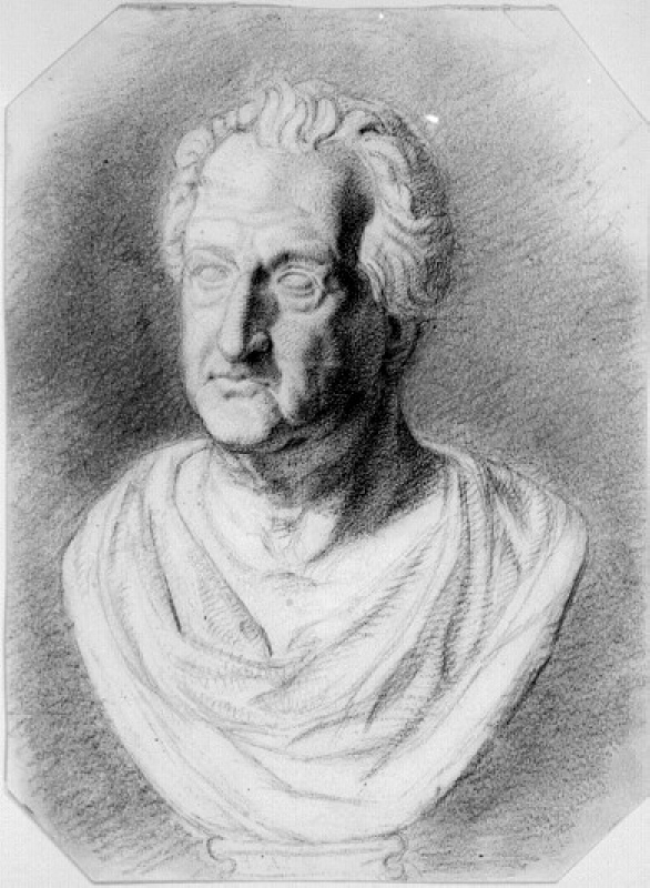 Skalden Goethe. Skiss till (efter?) skulptur