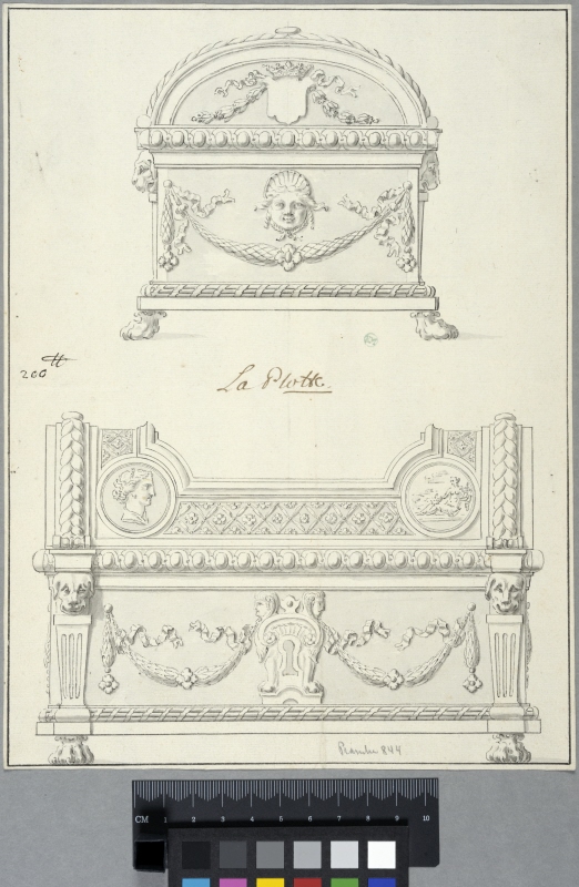 Casket from the Toilet Set of the Countess Oxenstierna. Side and front view