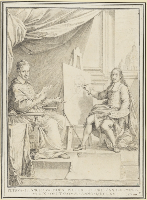 Portrait af Pietro Francesco Mola målande påfvens bild