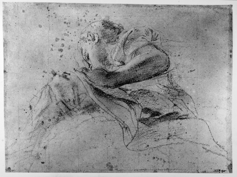 Seated woman seen from below