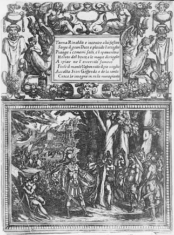 Tassos "Gerusalemme liberata" ( 1562). Illustration till "Canto XVIII"