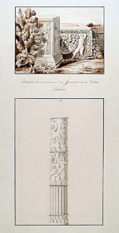 Fragments antiques dans les Jardins de la Villa Medicis