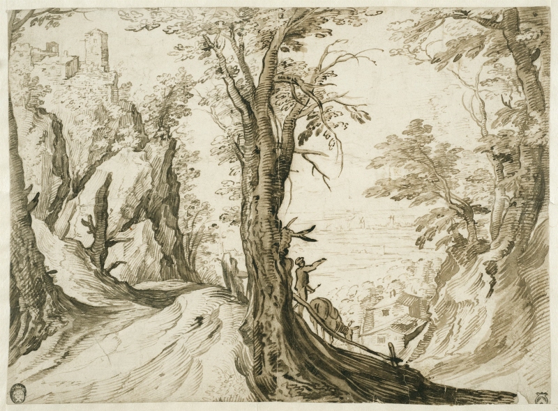 Mountain Landscape with a Road Leading Down to a Valley