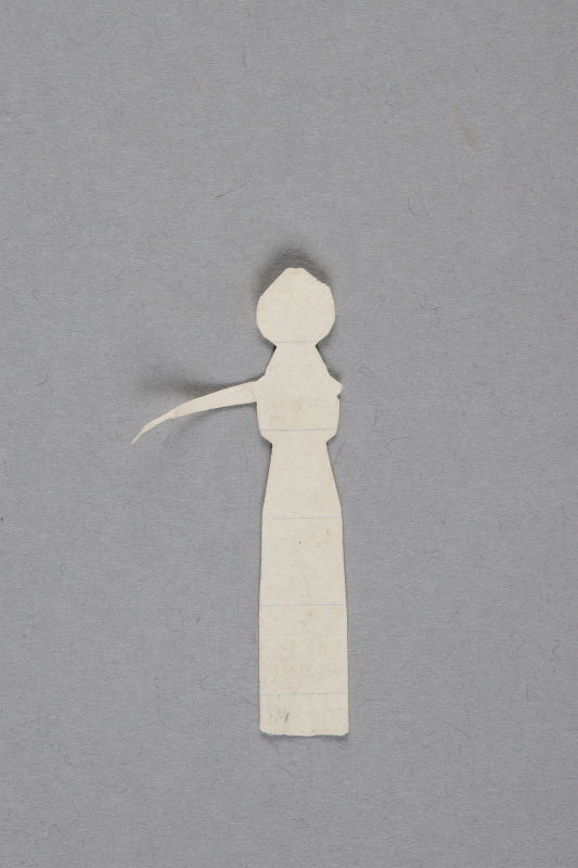 Standing female figure? with one arm raised [one of 36 figures]