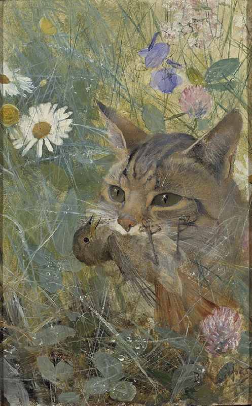 A Cat with a Young Bird in its Mouth. Five studies in one frame NM 2223-2227