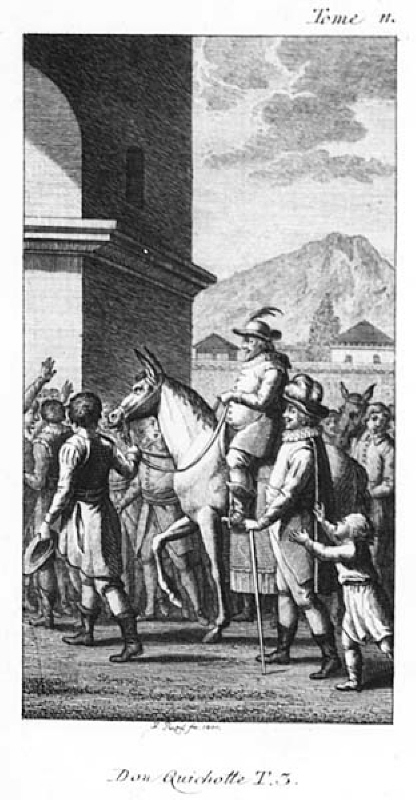 Sancho Panza som ståthållare på ön Barataria. Illustration till Don Quiote