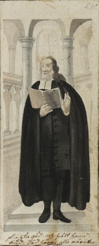 Jesper Svedberg, helfigur. Ingår i andaktsbok tryckt 1697