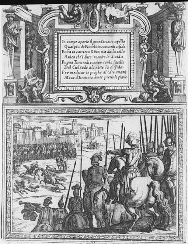 Tassos "Gerusalemme liberata" (1562). Illustration till "Canto VI"