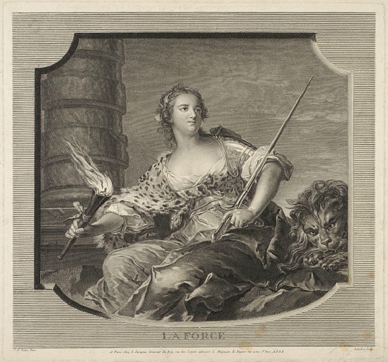 Marie-Anne de Mailly, hertiginna av Chateauroux representerande Styrkan