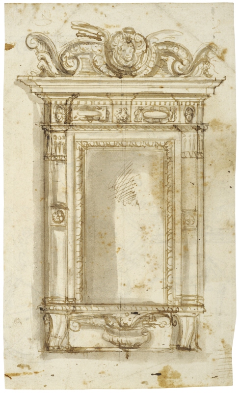 Unknown location: design of a window or aedicule, perspectival elevation