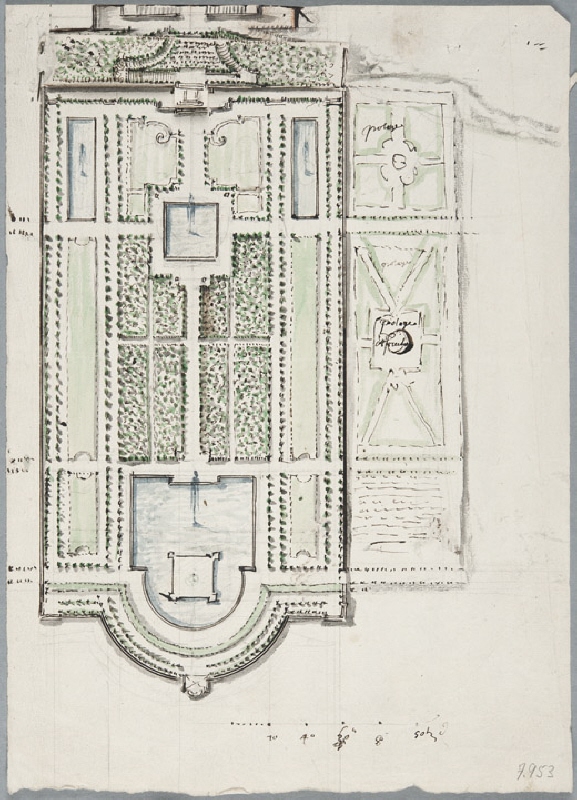 Projekt för trädgårdarna vid slottet Gaillon i Rouen, utfört för ärkebiskopen Colbert