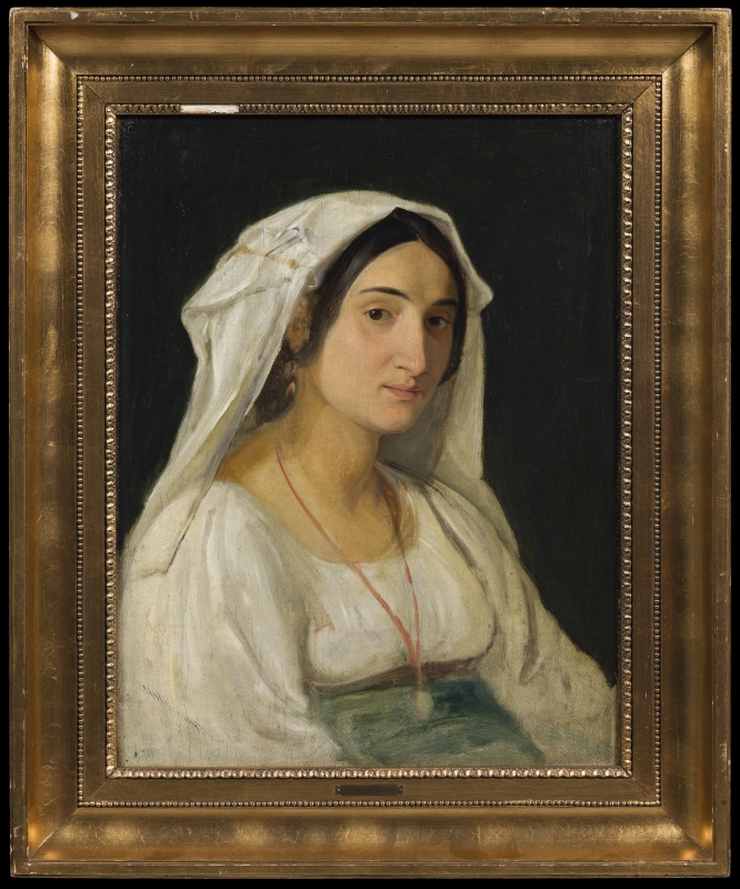 An Italian Woman From the Area of Lake Albano Wearing a White Head Piece