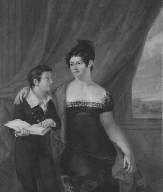 Hedvig Elisabet Lambertina von Schéele (1782-1858), gift med kanslirådet och konstsamlaren David KrutmejerMed sonen: Nils Filip David Krutmejer (1807-1832)