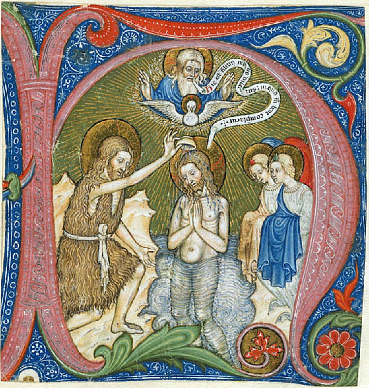 The Initial "h" with a Miniature of the Baptism of Jesus