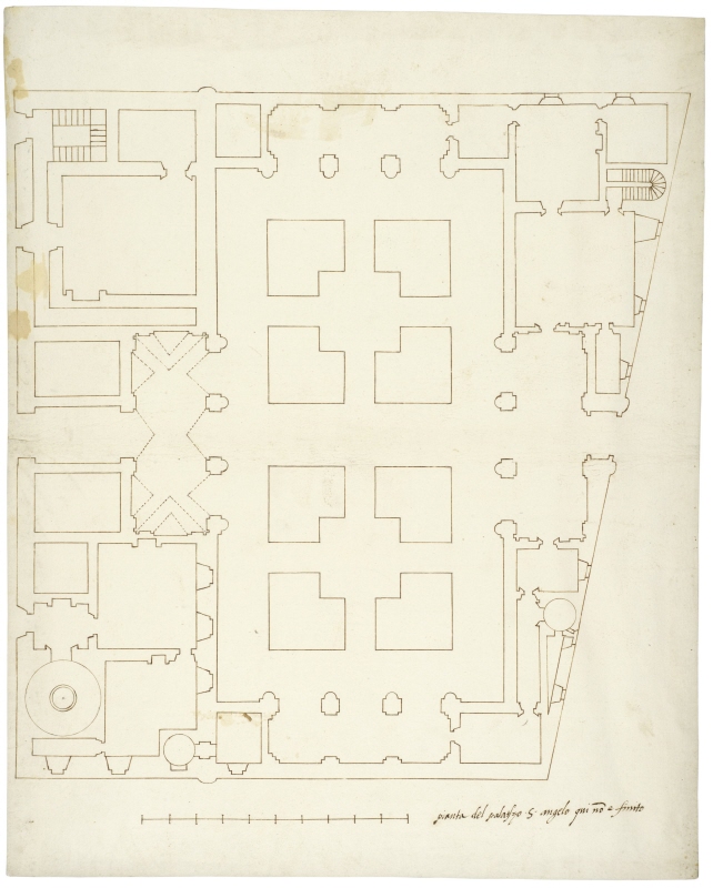 Rome: Palazzo Farnese, design for the south wing and garden, c. 1560