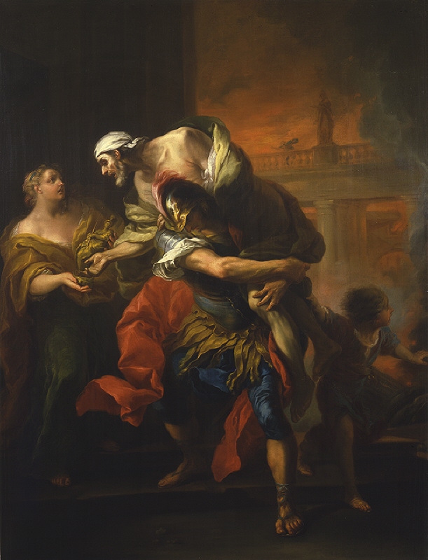 Aeneas räddar Anchises ur det brinnande Troja