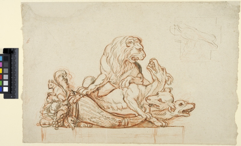 A Lion Overcoming the Three-Headed Cerberus. Group probably designed for Vaux-le-Vicomte