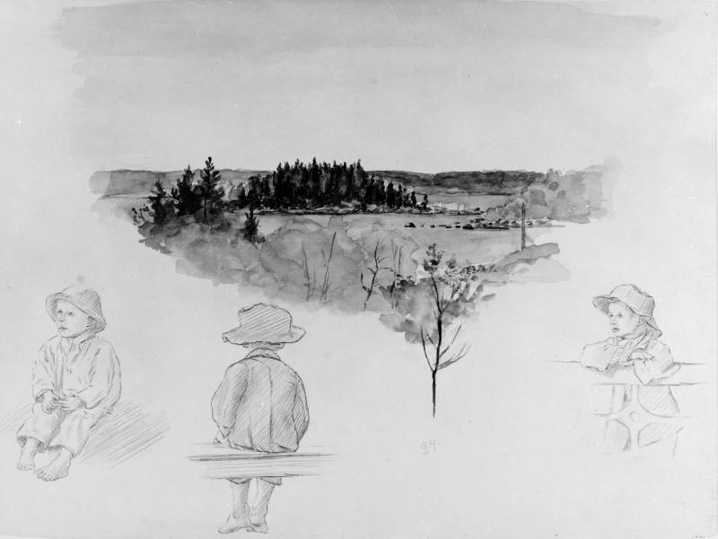 Landskapstudie från Niemenlautta (Säkkijärvi) samt barnstudier