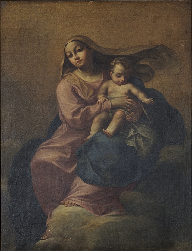 Madonnan med barnet på ett moln