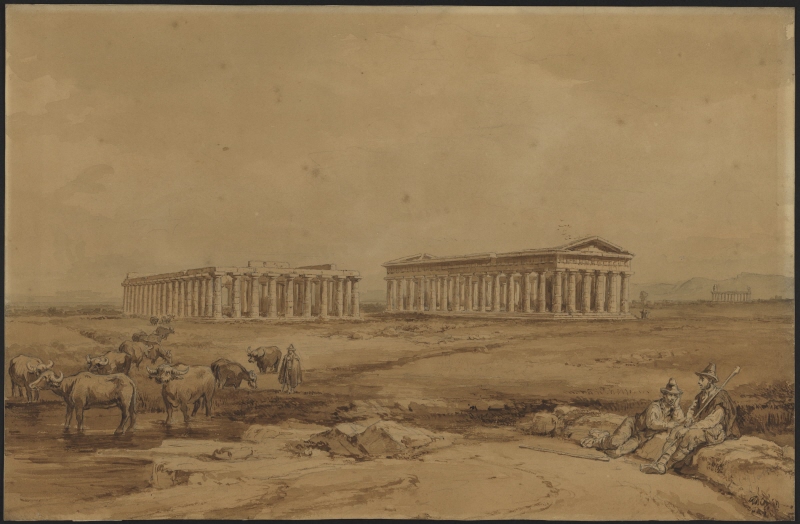 Herdar i vila vid templen i Paestum