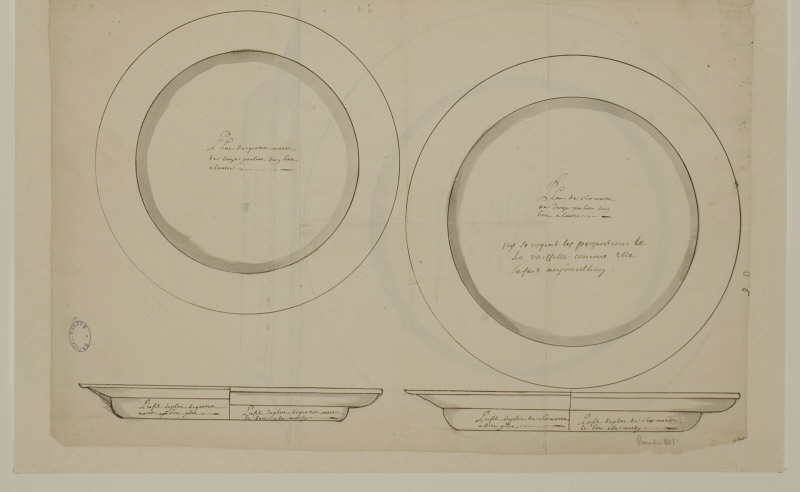 Plan och profil av två tallrikar med släta kanter
