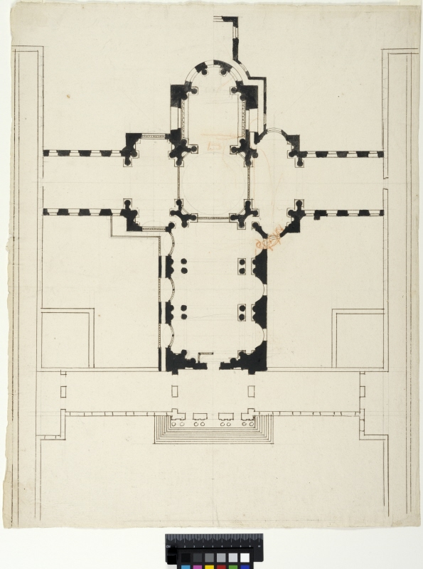 Proposal for the Church of the Hôtel des Invalides, Paris. Plan with two alternatives